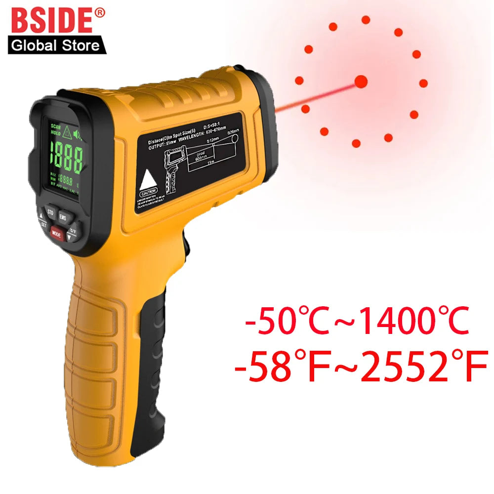 BSIDE Infrared Thermometer Gun -50~1400°C Handheld BBQ Digital Laser Industrial Non Contact Temperature Measuring Tester Tools