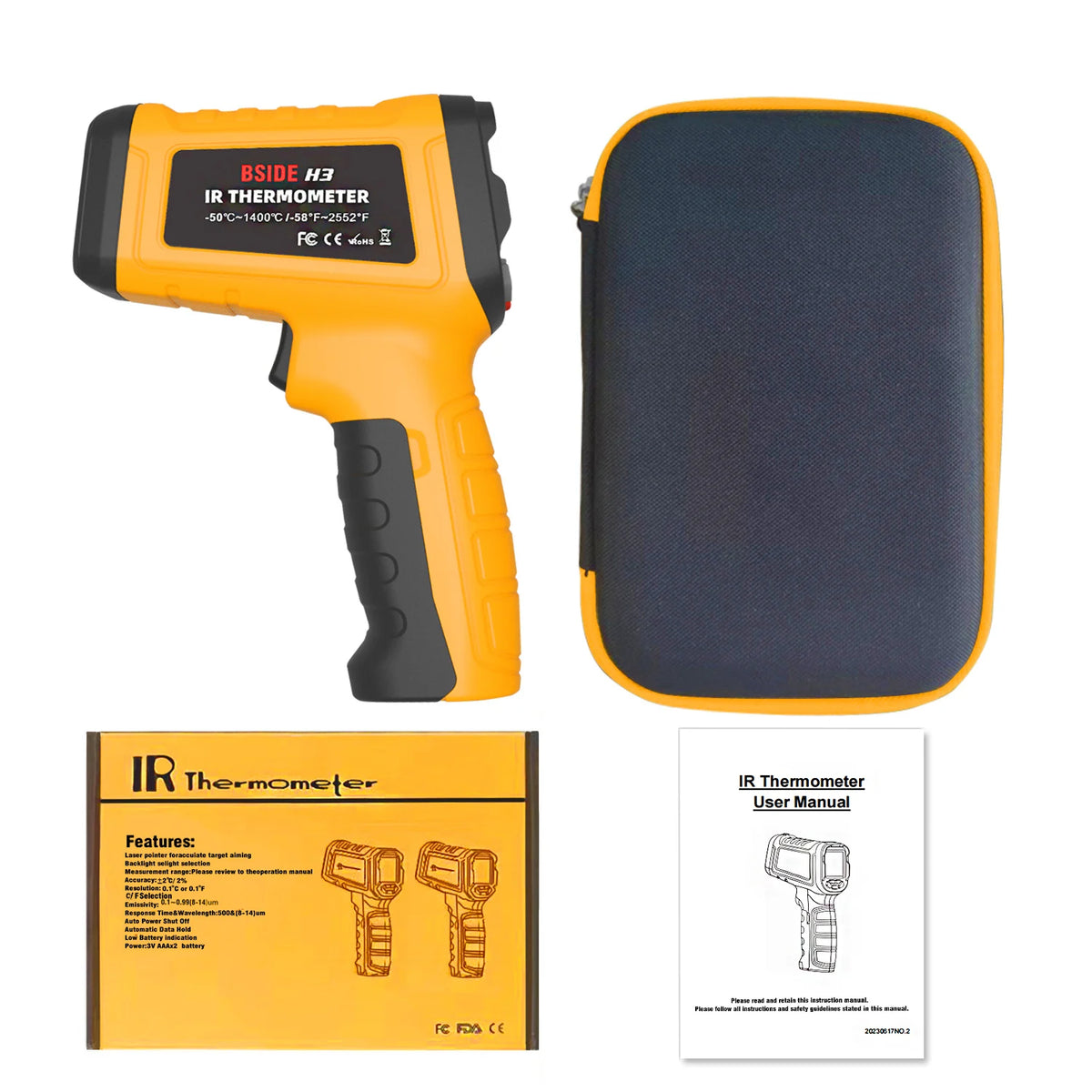 BSIDE Infrared Thermometer Gun -50~1400°C Handheld BBQ Digital Laser Industrial Non Contact Temperature Measuring Tester Tools