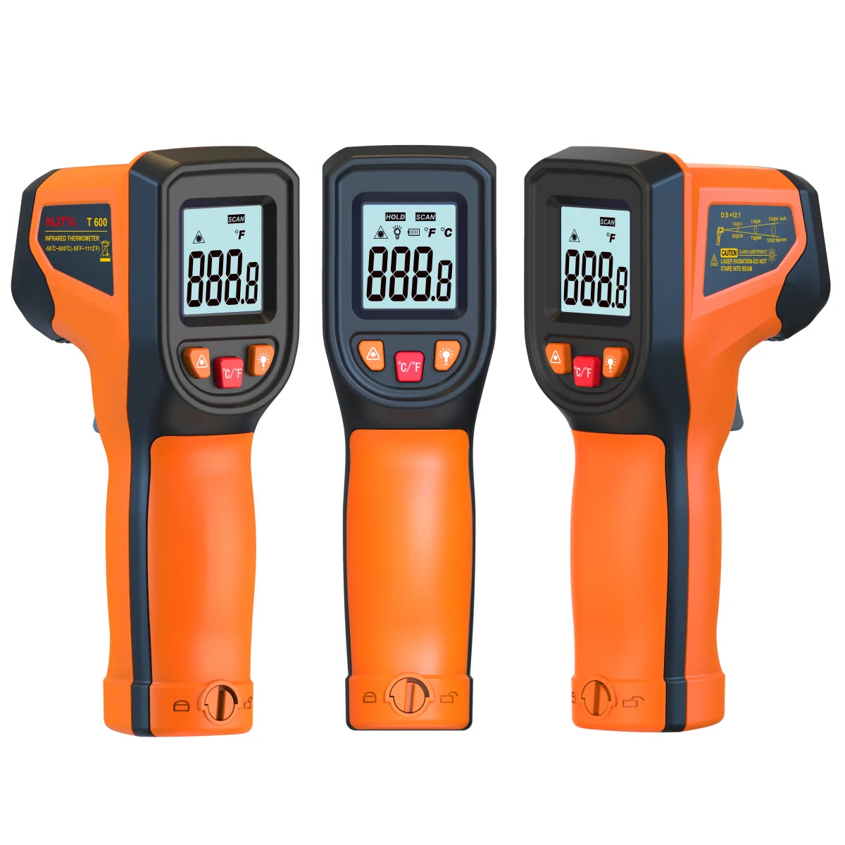 NJTY T600 Infrared Thermometer Handheld Heat Temperature For Cooking Tester Pizza Oven Grill & Engine - Laser Surface Temp Read