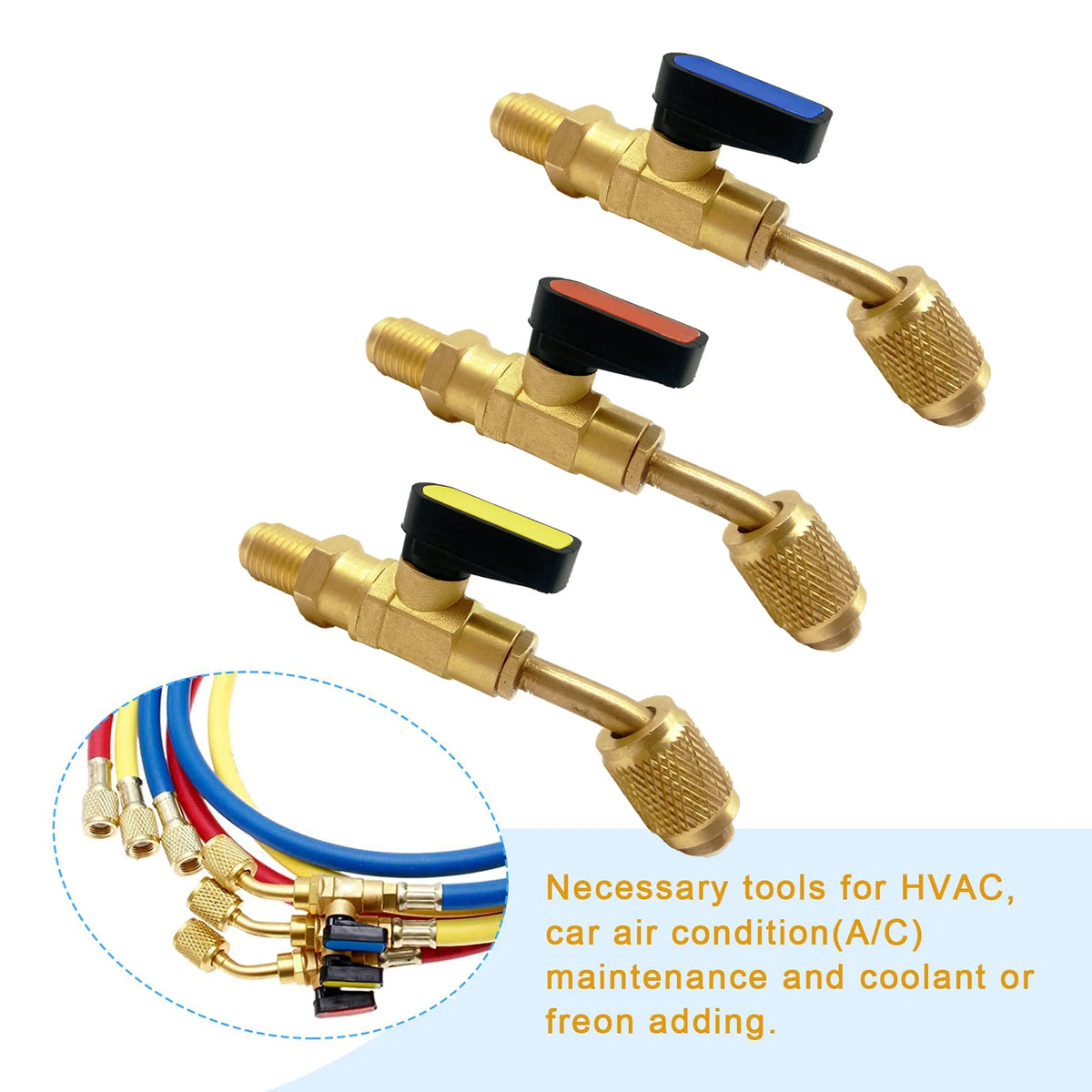 Angled Shut-Off Ball Valve Adapter Air Conditioning Refrigerant Ball Valve Fit for HVAC R134A R22 Charging Hoses AC Refrigerant