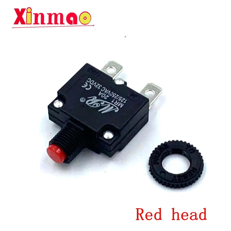 Reset Fuse Circuit Breaker MR1 2A 3A 4A 5A 6A 7A 8A 10A 15A 20A Thermal Switch Overload Protector Push Button Black WP-01