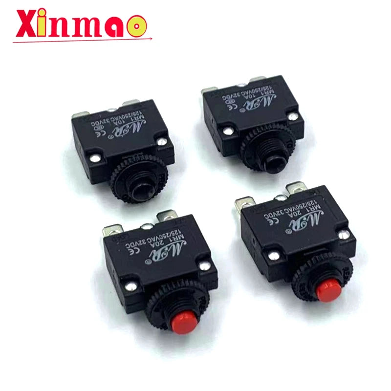 Reset Fuse Circuit Breaker MR1 2A 3A 4A 5A 6A 7A 8A 10A 15A 20A Thermal Switch Overload Protector Push Button Black WP-01
