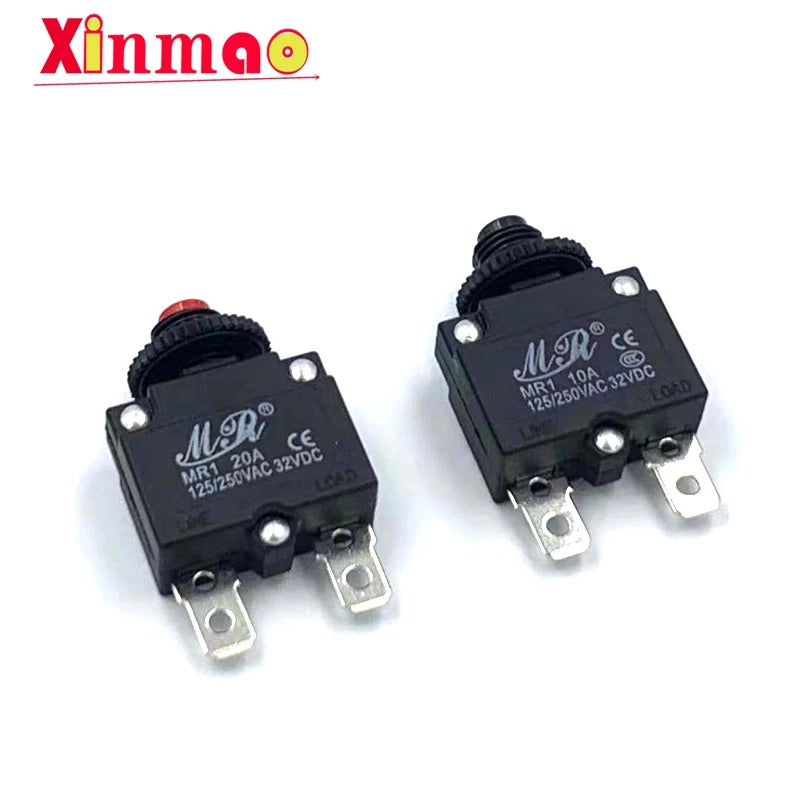 Reset Fuse Circuit Breaker MR1 2A 3A 4A 5A 6A 7A 8A 10A 15A 20A Thermal Switch Overload Protector Push Button Black WP-01