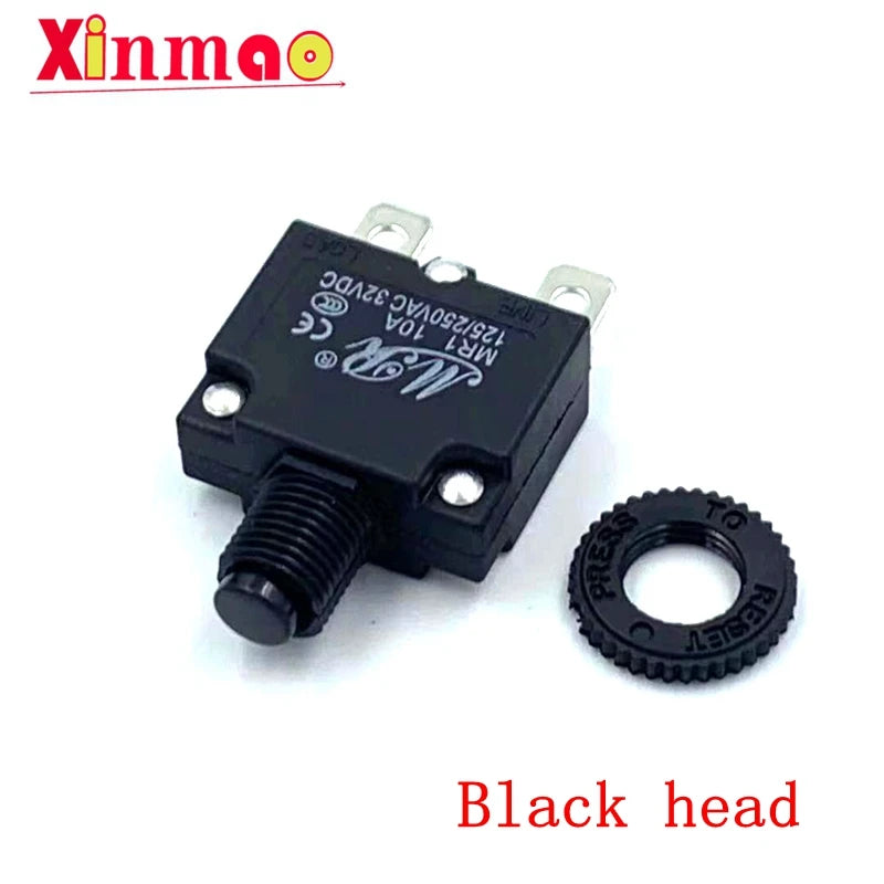Reset Fuse Circuit Breaker MR1 2A 3A 4A 5A 6A 7A 8A 10A 15A 20A Thermal Switch Overload Protector Push Button Black WP-01