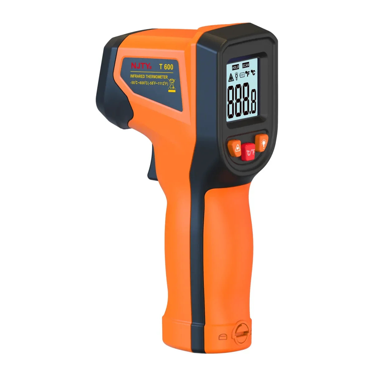 NJTY T600T600A Laser Temperature Gun Infrared Thermometer Sensor Handheld Non-contact IR LCD Industrial Pyrometer Digital 600 °C