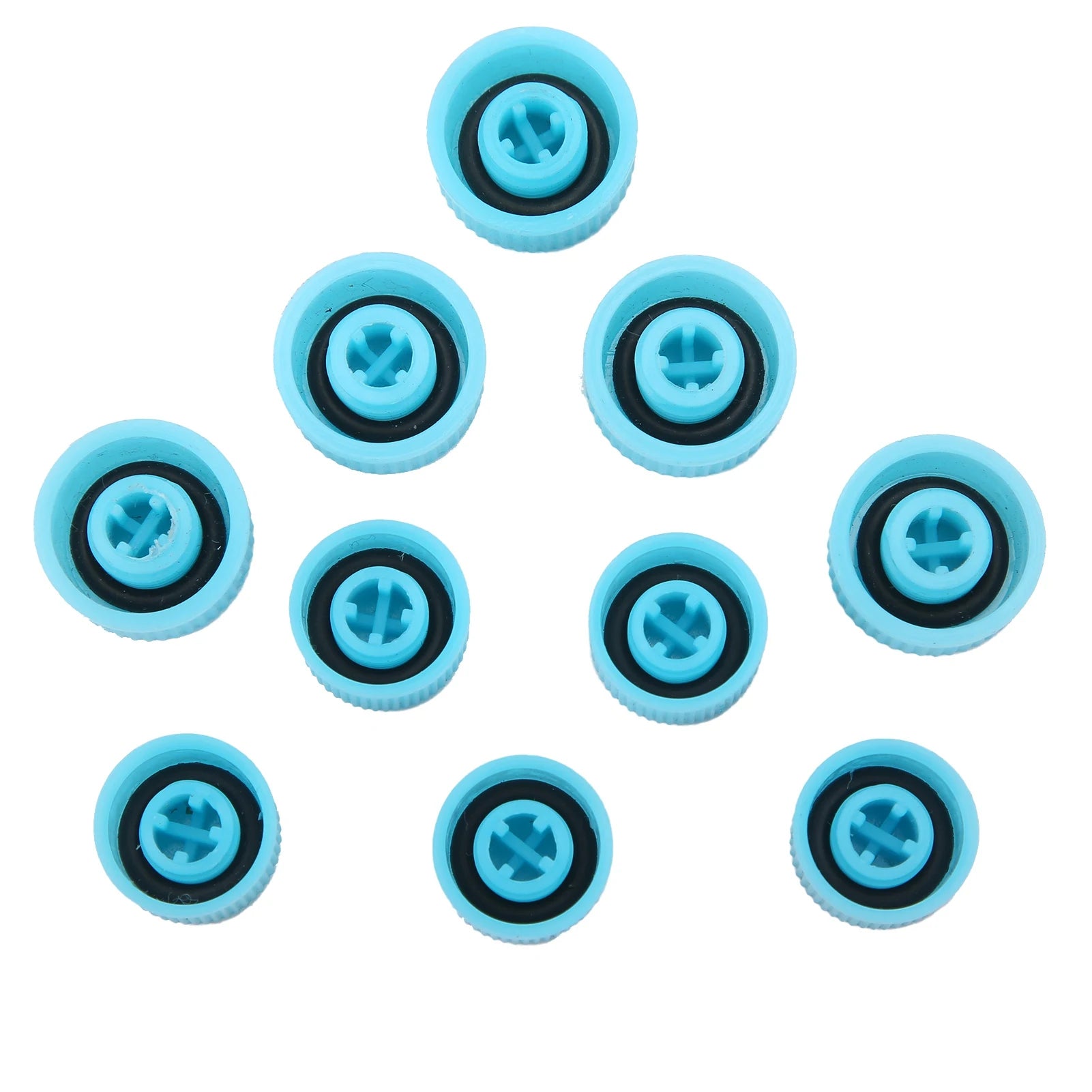 10Pcs A/C Refrigerant Port Cap W/Seal Ring High/Low Side Air Conditioning Service Dust Cover