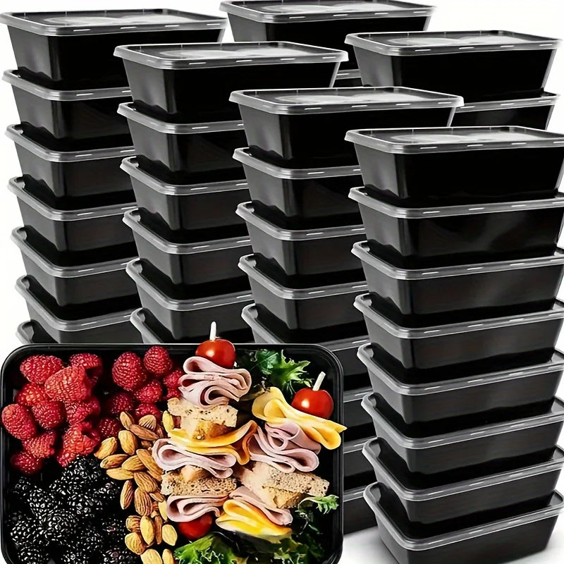 5/10/20 Pack Black Rectangular Meal Prep Containers With Lids,Disposable Plastic To Go Containers, Leak-Proof, Microwave Safe