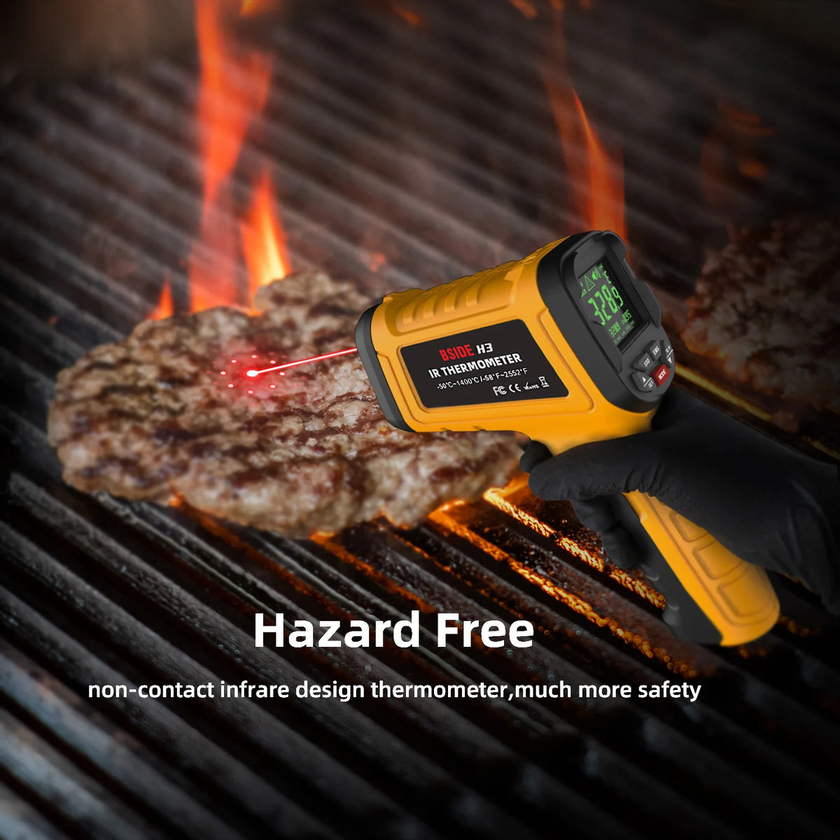 BSIDE Infrared Thermometer Gun -50~1400°C Handheld BBQ Digital Laser Industrial  Non Contact Temperature Measuring Tester Tools